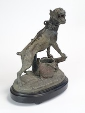 SCULTURA IN METALLO BRUNITO RAFF.CANE CORSO FINE SEC.XIX