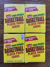 Lotto di (4) cofanetti Fleer Aggiornamento 1990-91 Basketball Factory (100 carte/set)