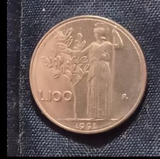 ITALIA REPUBBLICA 100 LIRE 1991 Moneta PICCOLA MINERVA Small Type