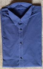 SIRIO - camicia cotone manica lunga , fondo blu con  disegni bianchi  , tg.L
