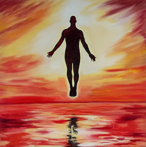Quadro olio uomo relax 60x60
