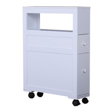 HOMCOM Mobiletto da Bagno 2 Cassetti Salvaspazio Bianco Legno