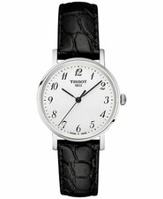Orologio svizzero donna Tissot T109.210.16.032.00 ogni volta tono argento pelle nera