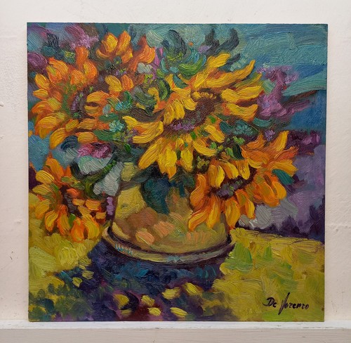 Girasoli fiori quadro dipinto - quadro,