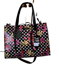Borsa Tote Shopper, ecopelle Pois Bianco Nero E Fiori, Tracolla , Atelier Du Sac