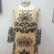 Abito ALMATRICHI tulle ricami patch Maniche Velate sottoveste tinta unita 44 it