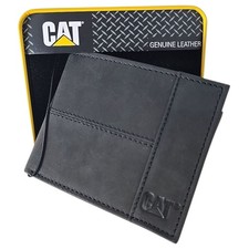 Portafoglio CAT Caterpillar Bifold Pelle Protezione RFID con Logo Goffrato Nero