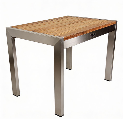Tavolino acciaio inox teak - in,