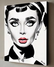 Quadro Audrey Hepburn POP ART con COA - Tela incorniciata 40X30cm firmato
