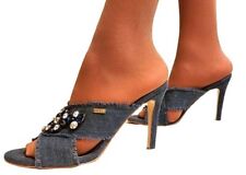 Sandali donna Liu Jo in tessuto canvas incrociato, tacco alto, colore blu notte