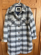 Lucky Brand Shacket Coat Womens XL Blue Plaid Preppy School Winter Cozy Farm