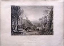 Veduta di CASTEL GANDOLFO - LAGO DI ALBANO 1850 - W. Brockedon, J. Cousen
