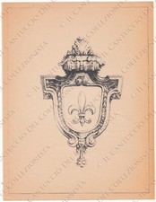 Progetto disegno di uno stemma nobiliare con giglio Araldica 11/12