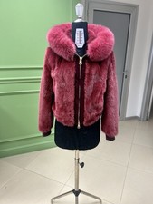 Bomber Visone  Fragola ,  Cappuccio Con Bordo Volpe In Tinta