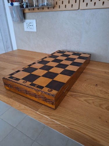 Scacchiera legno antica - in,