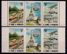 Locomotiva Sao Tome 1982 Philexfrance TGV treno aerei aviazione Concorde Eiffel