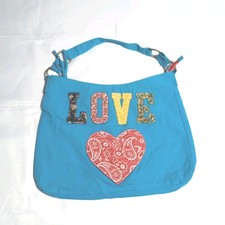 Borsa hobo tela multicolore nuova senza etichette tote tessuto floreale "LOVE" Paisley bandana CUORE