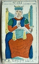Carte Tarocchi Antiche - La Giustizia - Antique Tarot Card Justice -Solesio 1850