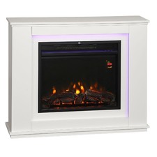 DecHome Camino Elettrico con Fiamma a 12 Colori e Timer 98x25x80cm Bianco R354WT