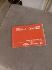 Libretto di SERVIZIO Alfa Romeo  D’epoca Anni 80, Alfetta 2.0 Collezione 
