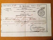 Il Mondo compagnia d’assicurazione contro L’Incedio 1892 Agenzia di Siena