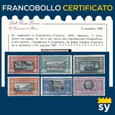 Italia Regno 1923 Manzoni serie n.151/156 MNH** 5 lire certificato Diena