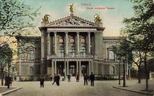 Vista Nuovo Teatro Tedesco Praga Boemia Cartolina AK 1908
