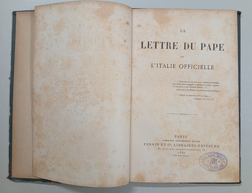 Lettre pape l italie - la, du