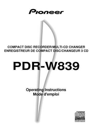 Pioneer pdr w839 lettore - lettore, cd