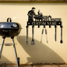 Grill Master Appendiabiti per Chiavi in Metallo, Appendiabiti per Utensili da Griglia, Cognome Gancio Rack