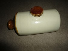 VINTAGE CHINA GLAZED STONEWARE BED WARMER BOTTLE WITH SCREW LID AND SEAL STAMPED