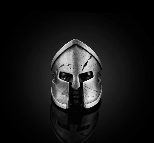 Anello con casco spartano - , in