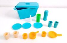 BARBIE 70s mattel  pic nic set campeggio stoviglie serving + big jim camp