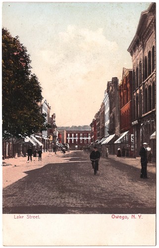 Cobblestone main street lake - cobblestone,