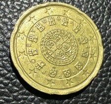 Moneta 20 Centesimi Rara Portogallo 2002 Errore Di Conio