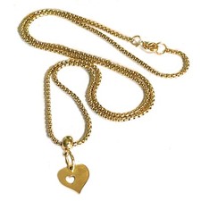 Collana con ciondolo cuore in acciaio inox oro da donna catenina girocollo 60 cm