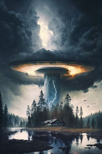 Plaque métal ovni ufo - ,