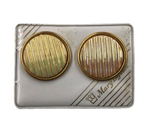 ORECCHINI CLIP BOTTONE METALLO ORO RIGHE BIGIOTTERIA VINTAGE ANNI 70-90 CM 3,8
