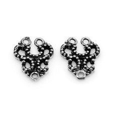 55 Pezzi 12X14MM Bali Connettore Argento Antico Placcato Collana Creazione Perla