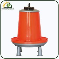 MANGIATOIA TRAMOGGIA 5 KG ANTISPRECO IN PLASTICA ARANCION PER POLLI CON PIEDINI