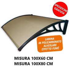 Pensilina tettoia modulabile 100x60 100X80 cm nero fume' policarbonato alveolare