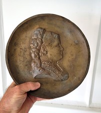 Medaglione medaglia antica pesante bronzo targa/ritratto femminile di max borghese