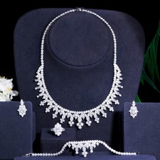 Collana Tennis Tonda Donna Fidanzamento Zirconi Orecchini Bracciale Anello Set Gioielli