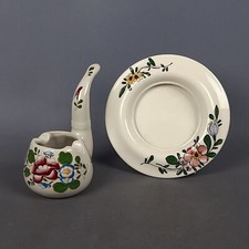 Set Cornice E pipa posacenere Ceramica Vecchia Lodi Fiori Dipinti Vintage 1960