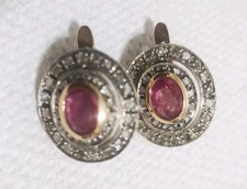 Orecchini in ORO  12 kt con RUBINI e DIAMANTI a Monachella stile Antichi