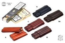 PORTASIGARI IN CUOIO 2 MEZZI SIGARI TOSCANI XXL A PANCIA LARGA LUBINSKI M71082