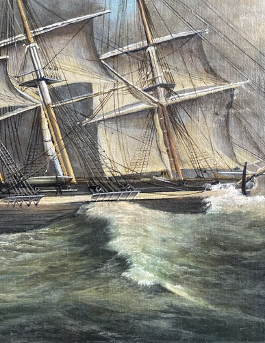Antico dipinto olio marittimo