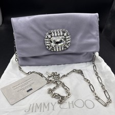 JIMMY CHOO Titania lilla raso sera pochette borsetta dettagli cristallo  