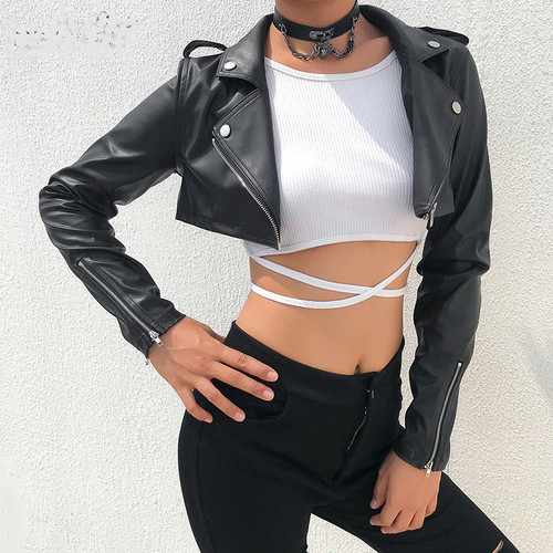 Giacca simil pelle corta crop - simil,