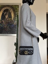 Gucci 476433 GG Marmont mini borsa a tracolla in pelle di vitello nera